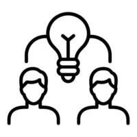 Collaboration and Idea Sharing Icon with Light Bulb and Two People vector