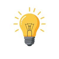 Flat Design Light Bulb with Rays Clipart vector