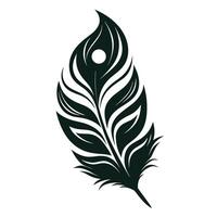 Stylized Peacock Feather Elegant Black and White Illustration, Bohemian Design Element. vector