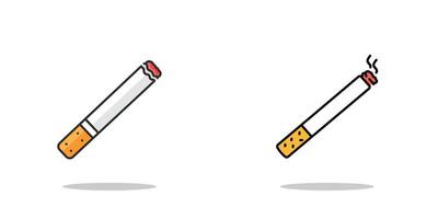 Lit vs. Unlit Cigarette Comparison Illustration vector