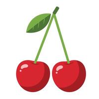 Fresh Cherries with Stems and Leaf Design vector