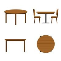 Wooden Table Set with Round and Rectangular Designs vector