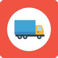 Colorful Delivery Truck Icon on Red Background vector