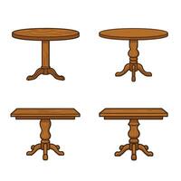 Wooden Dining and Coffee Tables in Format vector