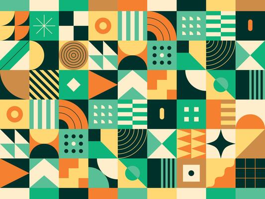 Geometric background with Bauhaus shapes