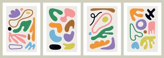 Artistic poster set with naive shapes and doodle elements vector