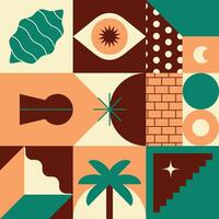 Geometric, fun, abstract, colorful, minimal and attractive composition vector