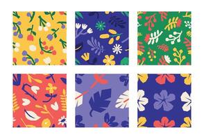 Set of colorful floral seamless pattern vector