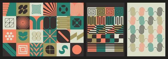 Minimalist posters with simple geometric shapes vector