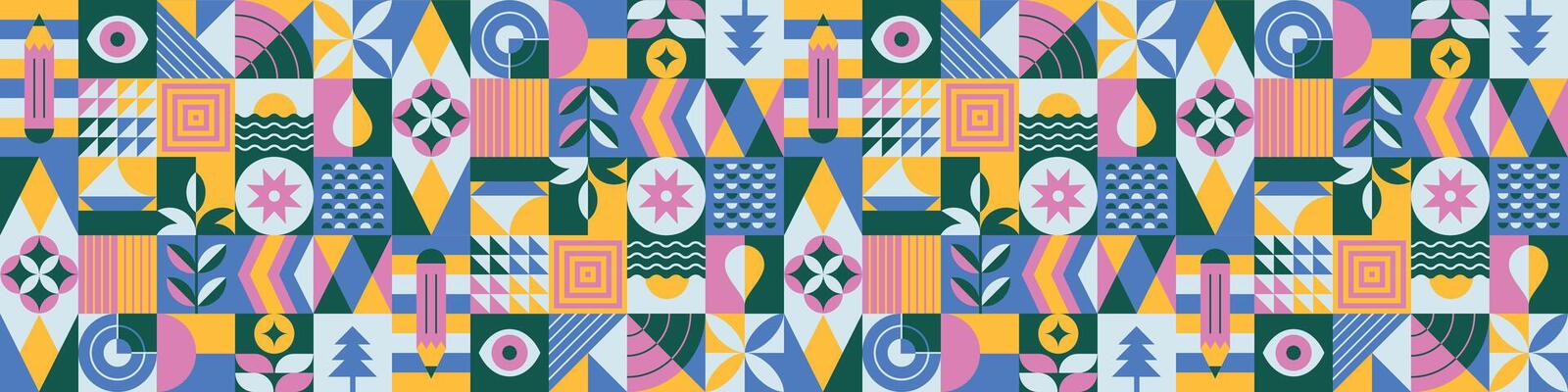 Banner of geometric, minimal, abstract and floral shapes