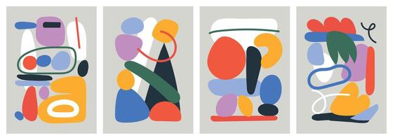 Abstract poster set with colorful naive shapes vector