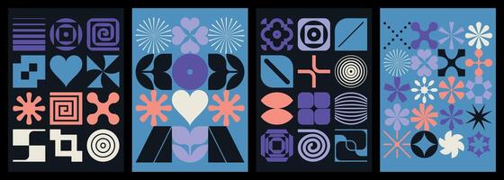 Abstract poster set with modern shapes vector