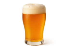 Refreshing Beer in Glass with Foam on Top and Light Background png