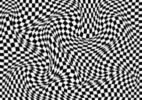 Abstract background with warped black and white checked design vector