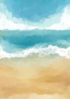 Abstract hand painted beach landscape background vector