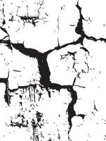 Cracked Surface Texture Black and White Distress Overlay for Design Projects vector