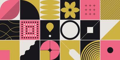 Colorful geometric shapes and patterns vector