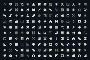 Collection of geometric, monochrome and abstract shapes and symbols vector