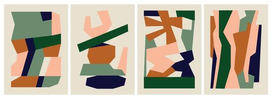 Colorful abstract shapes in four panels vector