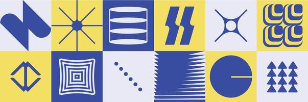 Abstract geometric shapes in blue and yellow vector