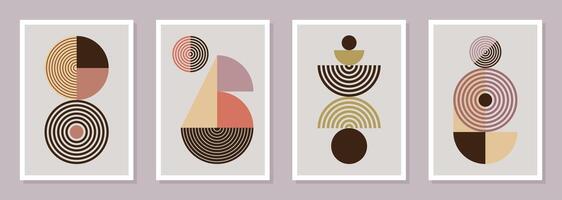 Geometric art prints in soft colors vector