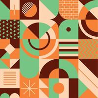 Geometric and vintage pattern in warm colors vector