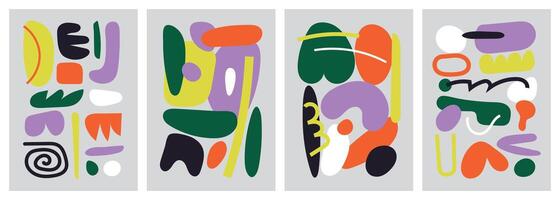 Poster set with hand drawn simple shapes vector