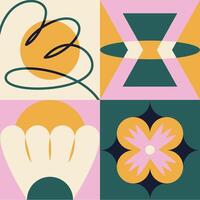 Abstract geometric floral and colorful patterns vector
