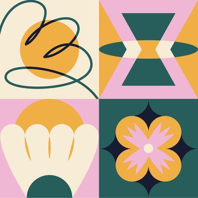 Abstract geometric floral and colorful patterns