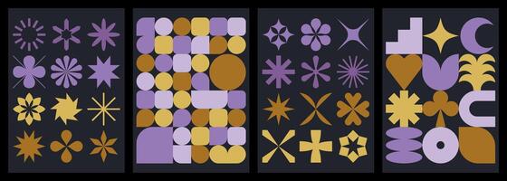 Set of geometric patterns with basic shapes vector