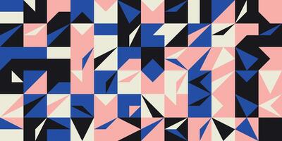 Bold geometric pattern with sharp angular shapes in pink, blue, and black vector