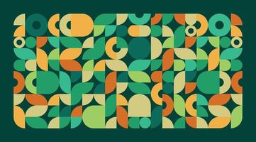 Geometrical pattern with abstract shapes in green tones vector