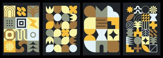 Poster set with modernist elements and shapes vector