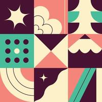 Abstract composition with retro geometric patterns and shapes vector