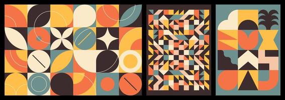 Set of modernist posters with geometric shapes vector