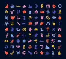 Set of various flat, colorful, simple and abstract shapes vector
