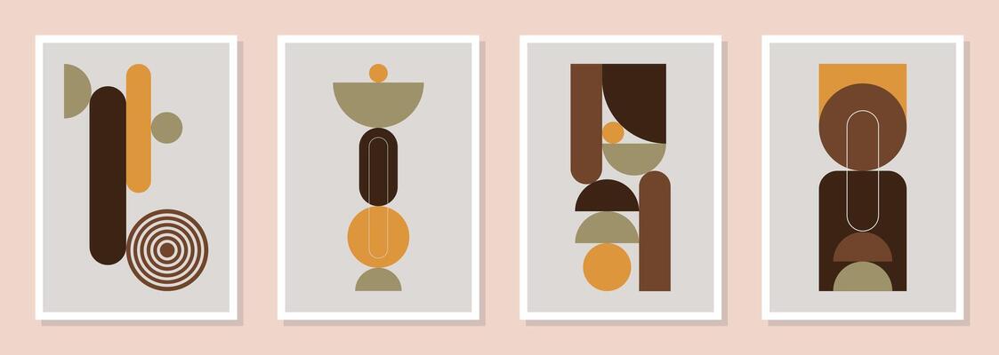 Set of geometric posters inspired by Mid-century Modern