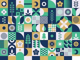 Floral seamless pattern with geometric elements vector