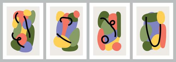 Abstract paintings with colorful forms and lines vector