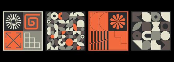 Set of modernist covers with geometric shapes vector
