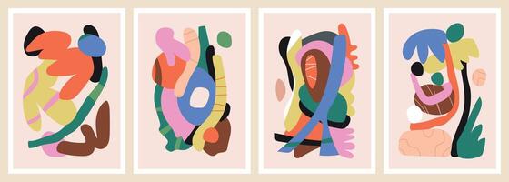 Posters with naive forms and doodles vector