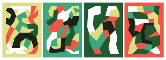 Playful flat illustrations inspired by aesthetics of paper cutouts and collage vector