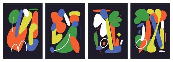 Poster set of colorful organic forms vector