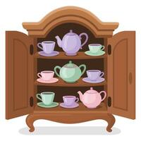 crockery cabinet design with white background vector