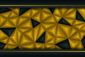 Black Low Poly Luminous Gold Grid On Abstract Background Of Triangles vector