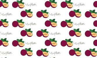 Seamless pattern One line drawing of plum. vector