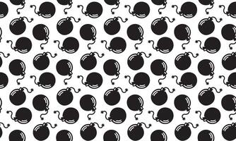 Seamless pattern Silhouette of a bomb with burning wick. vector