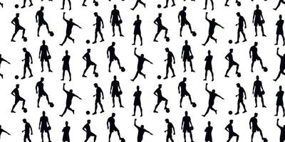 Seamless pattern Football, Soccer player silhouettes vector