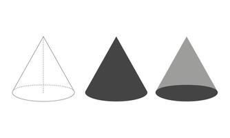 Set of cone figures. Geometric shapes in mathematic peschool vector