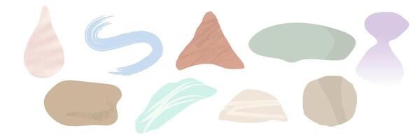 Set of abstrac shapes in pastel colors. Minimalist, hand-drawn elements with organic and soft forms. Ideal for backgrounds, branding, templates, social media, and modern graphic design vector